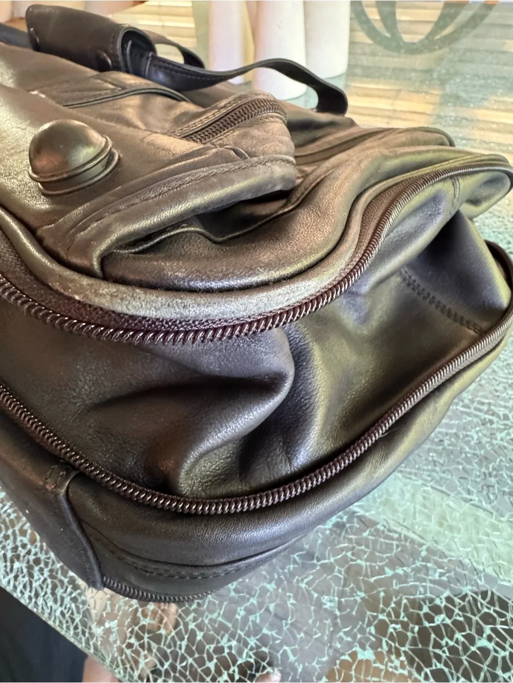 Tumi Classic Black Leather Weekender Duffel Bag - Men's Travel Bag